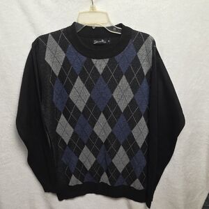 Marquise Men's Argyle Crewneck Sweater - Black, Blue, and Gray